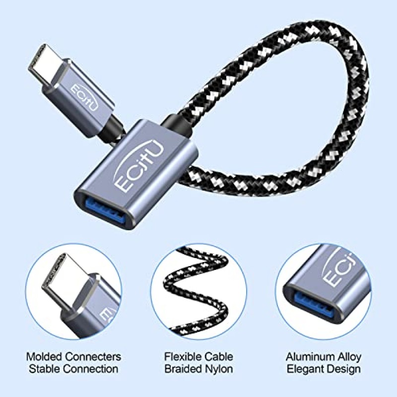 ecjtu USB A - USB C 케이블 1FT(2팩)