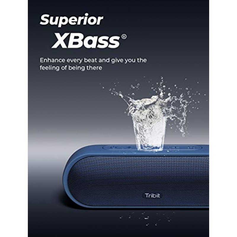 Tribit MaxSound Plus 휴대용 Bluetooth 스피커, 강력하고 더 큰 사운드를 갖춘 24W 무선 스피커, 탁월한 XBass, IPX7 방수, 20시간 재생 시간, 파티용 100피트 Bluetooth 범위, 야외(파란색)