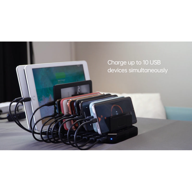 Quick Charge 3.0을 지원하는 Unitek 고속 충전 스테이션, 여러 장치, iPhone, iPad, 태블릿, Kindle-Black(UL 인증)을 위한 멀티 USB 충전기 스테이션