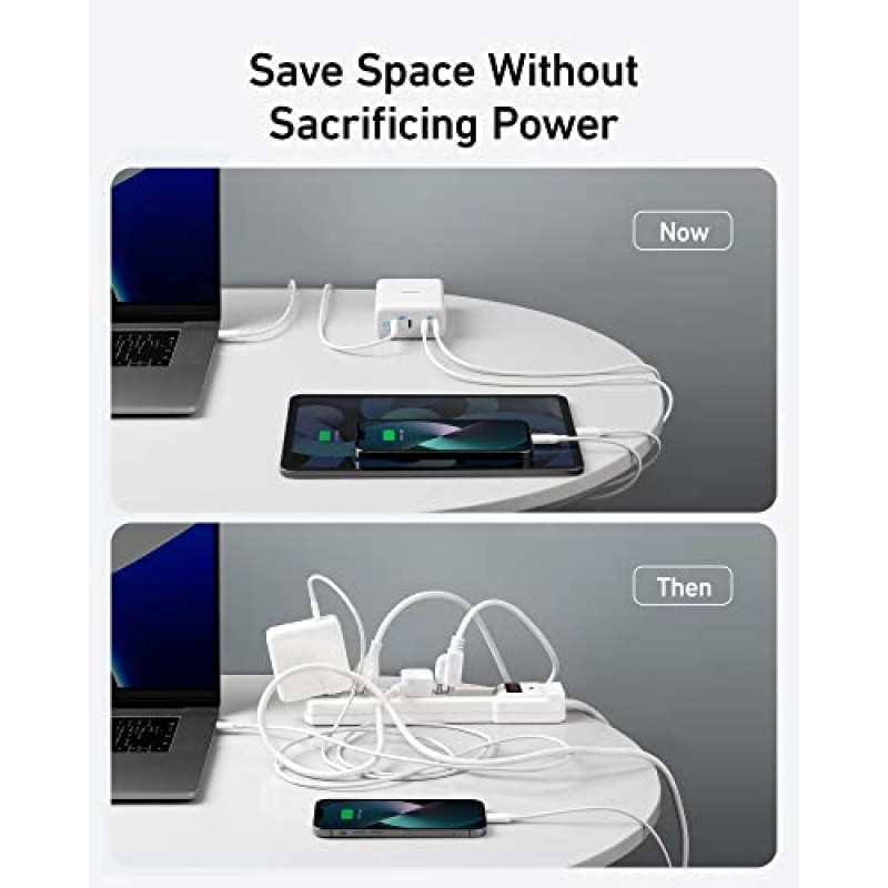 Anker USB C 120W, 547 충전기, MacBook Pro/Air, iPhone 13/13 Mini / 13 Pro / 13 Pro Max / 12, Galaxy, Pixel 4/3, iPad, iPad Mini 등을 위한 PowerPort III 4포트 충전 스테이션