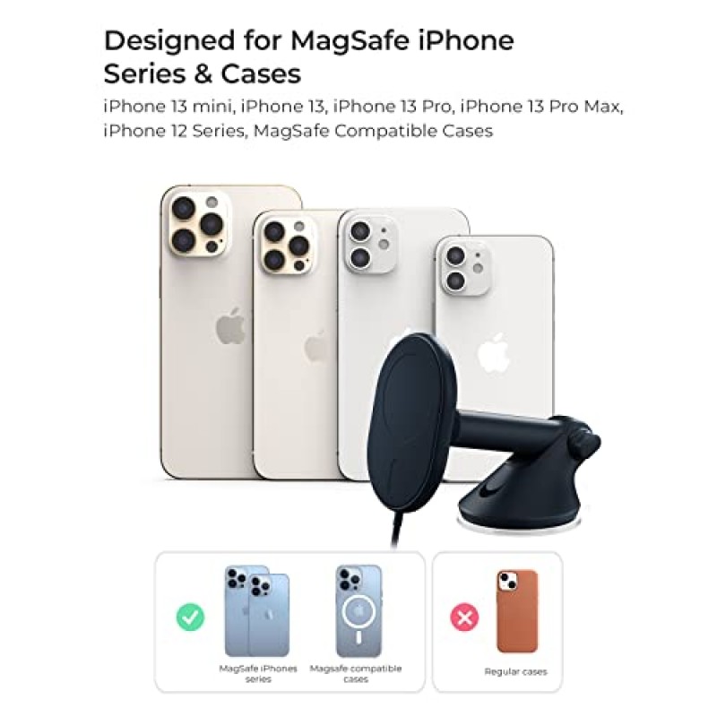 iOttie Velox 자기 무선 충전 대시보드 및 앞유리 차량용 마운트. MagSafe iPhone 및 자동차 마운트용 접착 대시보드 패드와 호환 대시보드 패드