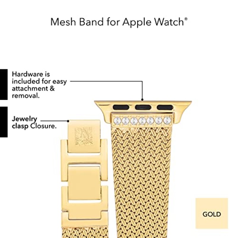 Apple Watch용 Anne Klein 메시 패션 밴드, 안전하고 조절 가능하며 Apple Watch 교체 밴드, 대부분의 손목에 맞습니다.