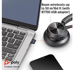 Poly - Voyager 4310 UC 무선 헤드셋(Plantronics) - 붐 마이크가 포함된 단일 이어 헤드셋 - USB-C Bluetooth 어댑터를 통해 PC/Mac에 연결, Bluetooth를 통해 휴대폰에 연결 - Teams, Zoom 등과 호환, 블랙
