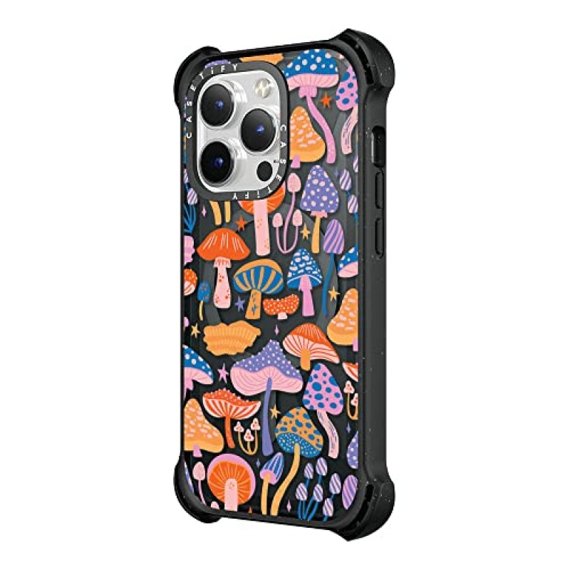 CASETiFY 바운스 iPhone 14 Pro Max 케이스 [6X 군용 등급 낙하 테스트 완료 / 21.3ft 낙하 방지/Magsafe 호환] - 매직 머쉬룸 - 트리플 블랙