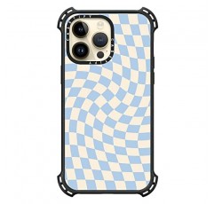 CASETiFY 바운스 iPhone 14 Pro Max 케이스 [6X 군용 등급 낙하 테스트 완료 / 21.3ft 낙하 방지/Magsafe와 호환] - 체크 II - 베이비 블루 트위스트 - 트리플 블랙