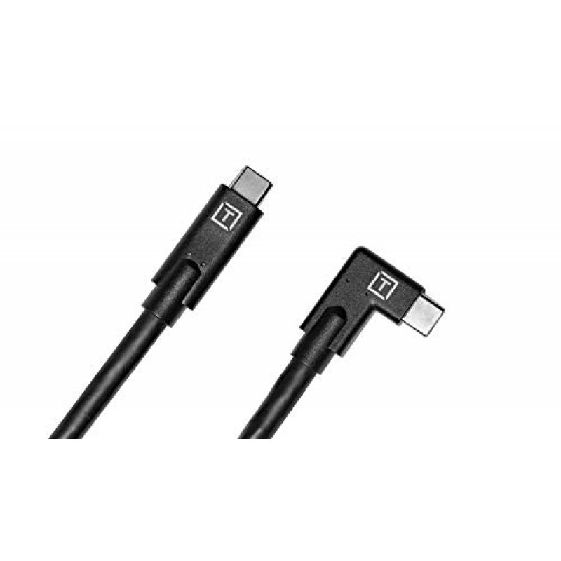 Tether Tools TetherPro USB-C - USB-C 직각 케이블 | 전원 공급, 빠른 전송 및 카메라와 컴퓨터 연결 | 무반사 블랙 | 4.6m(15피트)