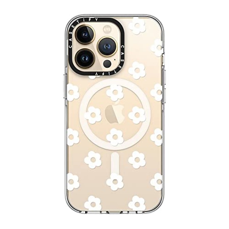 CASETiFY 투명 iPhone 13 Pro 케이스 [노란 현상 없음 / 6.6ft 낙하 방지/Magsafe 호환] - Ditsy Daisies - 화이트