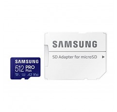 SAMSUNG PRO Plus + 어댑터 512GB microSDXC Android 스마트폰, 태블릿, Go Pro 및 DJI Drone(MB-MD512KA/AM)용 최대 160MB/s UHS-I, U3, A2, V30, Full HD 및 4K UHD 메모리 카드