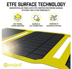 SunJack 15W 접이식 IP67 방수 ETFE 단결정 태양광 패널 + 배낭 여행, 캠핑, 하이킹 등을 위한 휴대폰 태블릿 및 휴대용용 USB-A 및 USB-C가 포함된 10000mAh 보조베터리