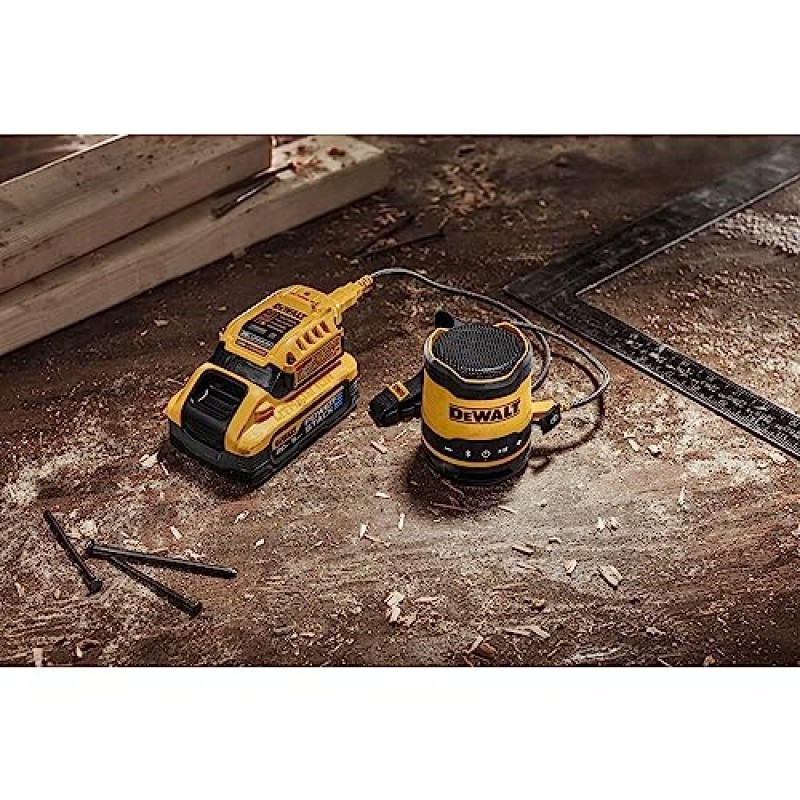 DEWALT 블루투스 스피커, USB-C 충전식, 작업 현장(DCR008), 블랙