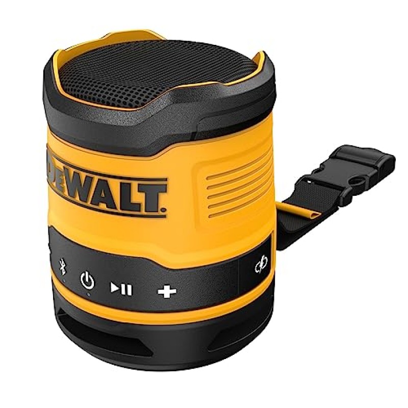 DEWALT 블루투스 스피커, USB-C 충전식, 작업 현장(DCR008), 블랙