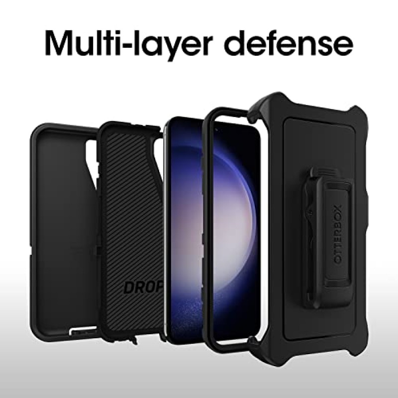 OtterBox Galaxy S23 번들: Defender 시리즈 스크린리스 케이스(블랙) 및 Alpha Flex 화면 보호기