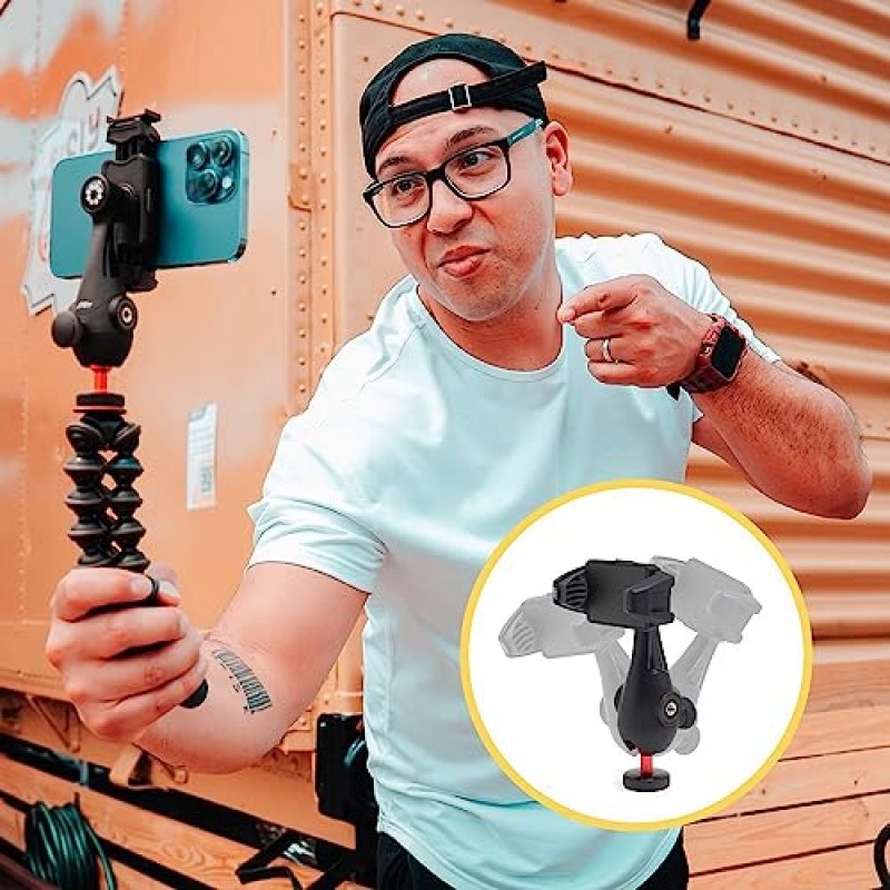 JOBY GripTight PRO 3 GorillaPod, iPhone 및 Android와 호환되는 휴대폰 클램프, GorillaPod 1K 포함, 유연한 다리, 스마트폰 클램프(콜드 슈즈 2개 포함), 360° 회전, 검정색