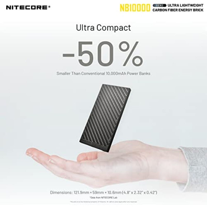 Nitecore NB10000 GEN 2 USB 및 USB-C 듀얼 출력 및 휴대폰, 헤드램프용 케이블이 포함된 초슬림 10000mAh 급속 충전 전원 은행 미니 멀티 도구 키체인 COB 손전등과 함께 번들로 제공되는 LifeMods