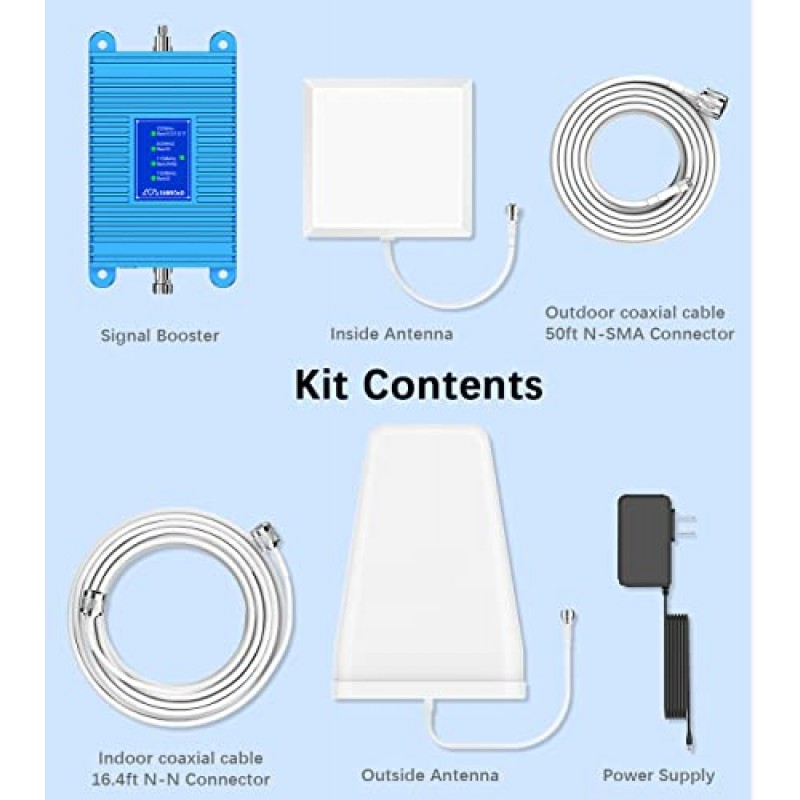 실외/실내 안테나가 포함된 가정용 5,000제곱피트용 Subraod 휴대폰 신호 부스터 휴대폰 배터리 수명 연장 휴대폰 부스터는 Verizon AT&T 및 모든 미국 통신사를 위한 5G 4G LTE 3G를 향상시키며 FCC 승인