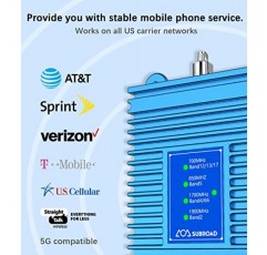 실외/실내 안테나가 포함된 가정용 5,000제곱피트용 Subraod 휴대폰 신호 부스터 휴대폰 배터리 수명 연장 휴대폰 부스터는 Verizon AT&T 및 모든 미국 통신사를 위한 5G 4G LTE 3G를 향상시키며 FCC 승인