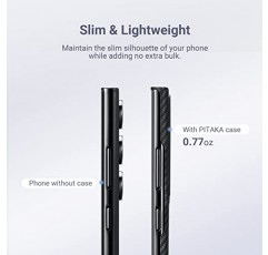 Samsung Galaxy S23 Ultra용 PITAKA 케이스, 6.8인치, MagSafe와 호환 가능, 슬림하고 가벼운 Samsung Galaxy S23 Ultra 케이스, 600D 아라미드 섬유 제작 [MagEZ Case 3 - 블랙/그레이(트윌)]