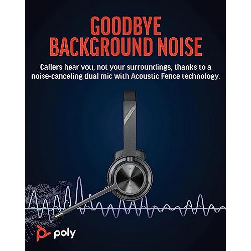 Poly Voyager 4310 UC 무선 헤드셋(Plantronics) - 소음 제거 붐 마이크가 포함된 단일 이어 Bluetooth 헤드셋 - Bluetooth를 통해 PC/Mac/모바일에 연결 - Teams, Zoom 등과 함께 작동(갱신)