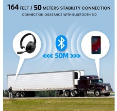 EKSA Bluetooth Trucker 헤드셋, 환경 소음 제거 마이크 및 USB 동글이 포함된 무선 헤드셋, 99피트 장거리, 볼륨 조절, 단일 이어 Trucker 헤드폰, PC/Mac/전화와 작동