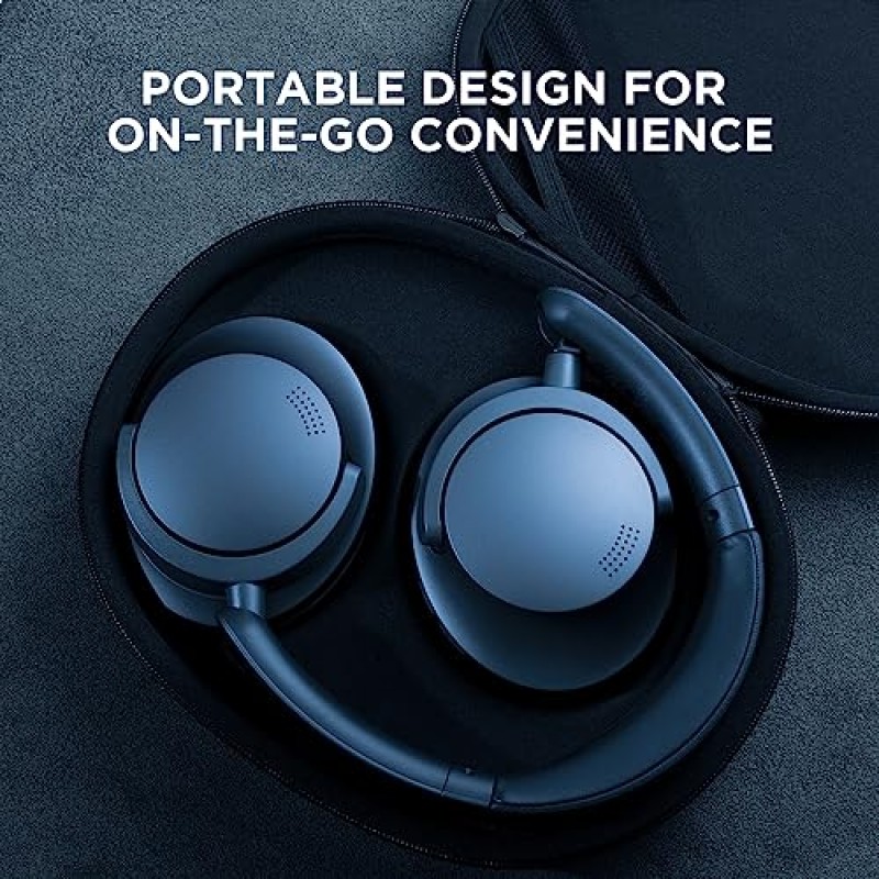1MORE SonoFlow 능동형 소음 차단 헤드폰, 고해상도 무선 오디오용 LDAC가 탑재된 Bluetooth 헤드폰, 70H 재생 시간, 선명한 통화, 앱을 통한 사전 설정 EQ, 블루