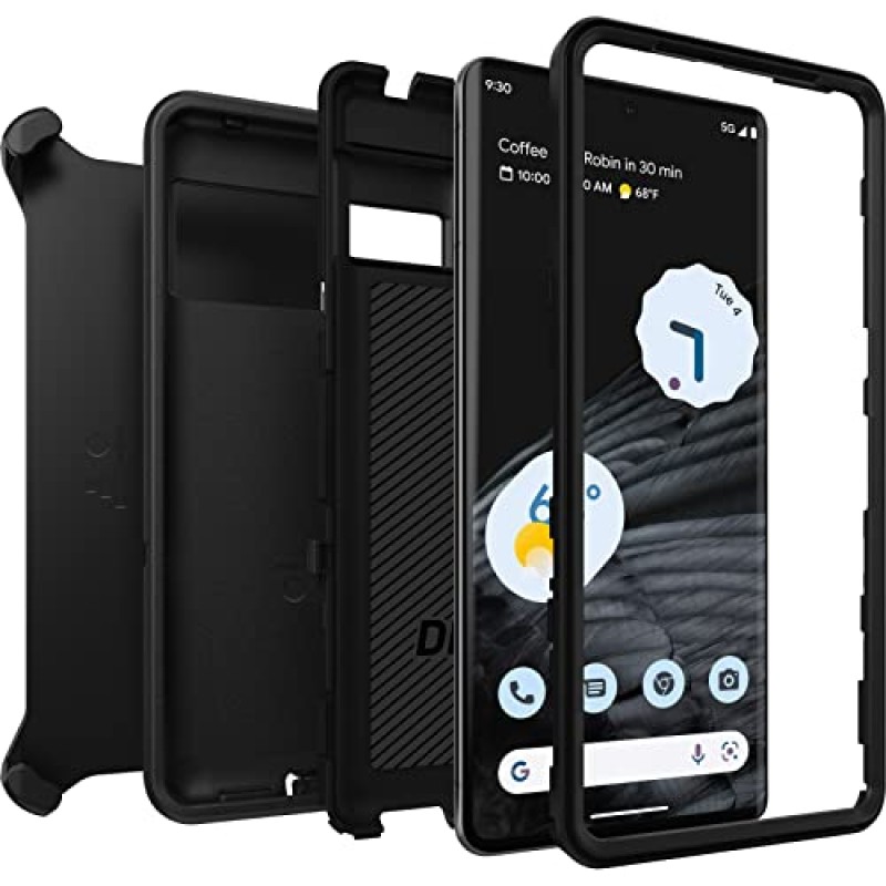 OtterBox Google Pixel 7 Pro Defender 시리즈 케이스 - 검정색, 견고하고 내구성이 뛰어나며 포트 보호 기능이 있으며 홀스터 클립 킥스탠드 포함