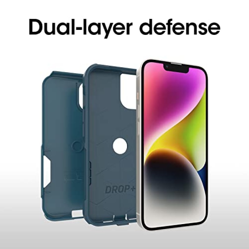 OtterBox iPhone 14 및 iPhone 13 번들: Commuter 시리즈 케이스(DONT BE BLUE) 및 Alpha Glass 시리즈 항균 화면 보호기