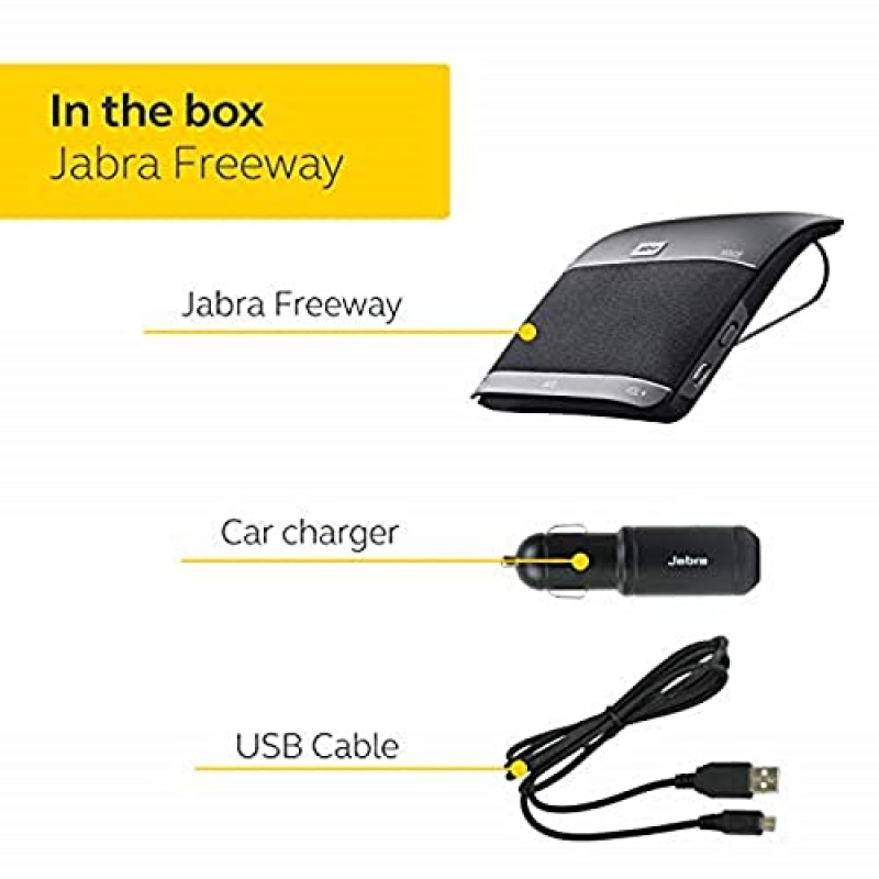 Jabra 100-46000000-02 Freeway Bluetooth 차량용 스피커폰(미국 소매 포장), 블랙
