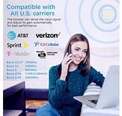 홈 오피스용 휴대폰 신호 부스터, 모든 미국 이동통신사를 위한 2/4/5/12/13/17/66 대역에서 5G 4G LTE 데이터 및 음성 강화 - Verizon, AT&T, T-Mobile, Sprint 등, 최대 5000 평방 피트, FCC 승인