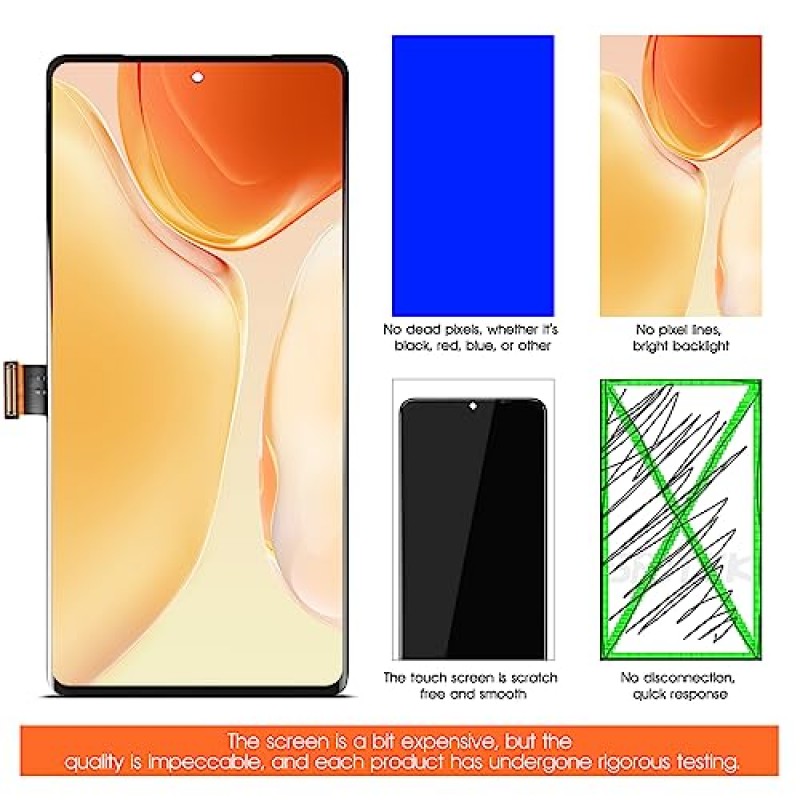 Google Pixel 7 Pro 5G LCD 디스플레이 GP4BC,GE2AE 터치 디지타이저 유리 어셈블리용 OLED 6.7 인치 화면 교체(픽셀 7에 맞지 않음)