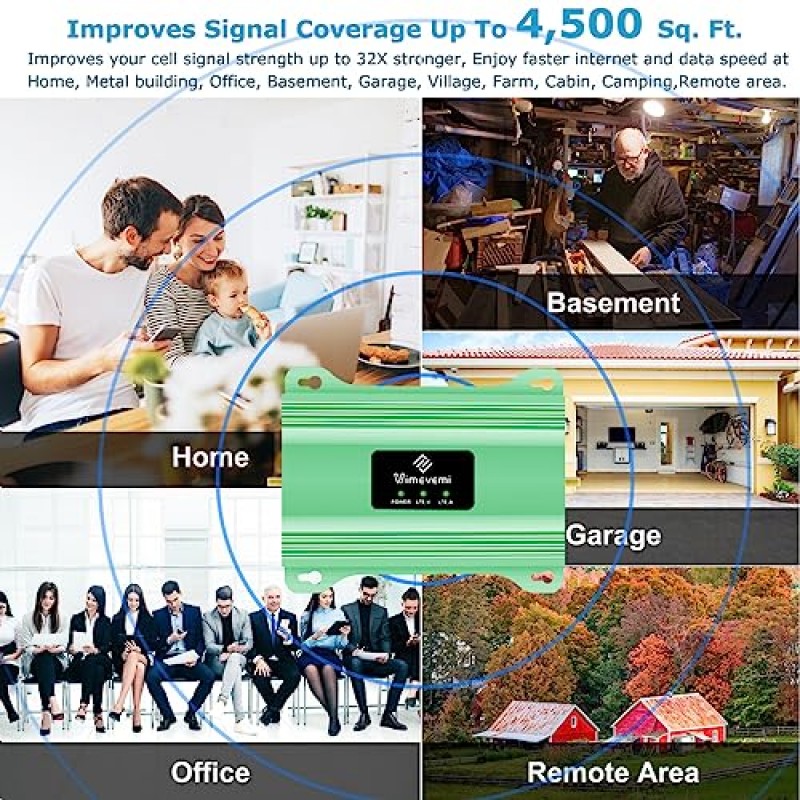 Verizon 휴대폰 신호 부스터 T 모바일 ATT 가정용 휴대폰 부스터 4500sqft 5G 4G LTE 대역 13, 12, 17 휴대폰 확장기 Verizon Signal Booster 셀 부스터 가정용 AT&T 셀 신호 부스터