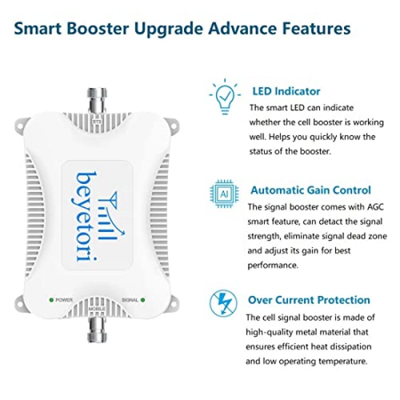 가정 및 사무실용 휴대폰 신호 부스터, AT&T, Verizon, 2/5/13/25 대역의 T-Mobile 휴대폰 부스터, 셀 부스터 부스트 5G 4G LTE 데이터 및 전압, FCC 승인(흰색)