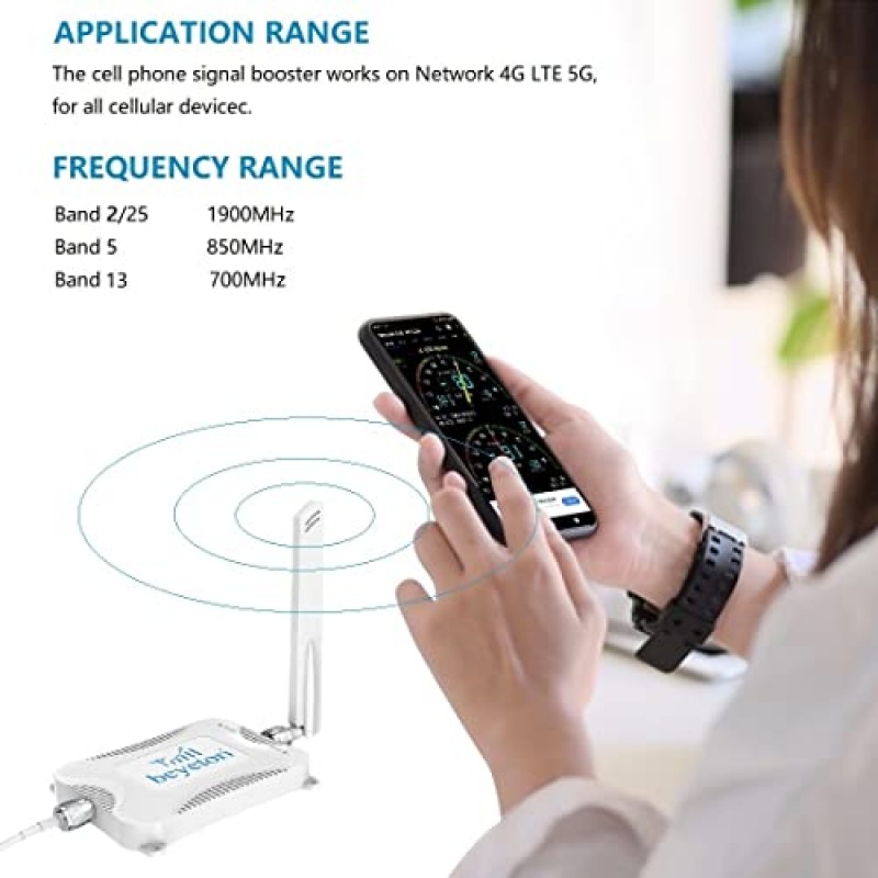 가정 및 사무실용 휴대폰 신호 부스터, AT&T, Verizon, 2/5/13/25 대역의 T-Mobile 휴대폰 부스터, 셀 부스터 부스트 5G 4G LTE 데이터 및 전압, FCC 승인(흰색)