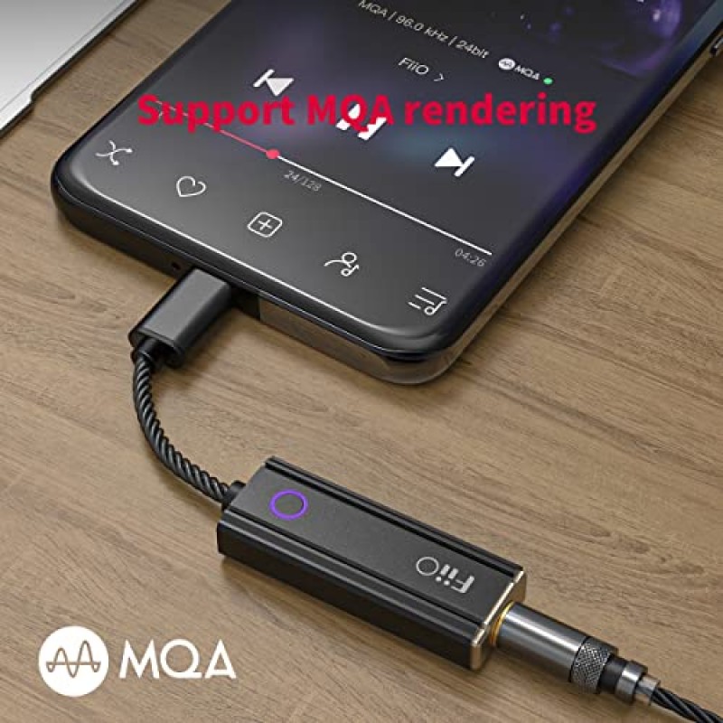 FiiO JadeAudio KA1 헤드폰 앰프 초소형 증폭기 USB DAC 스마트폰/PC/노트북/플레이어용 고해상도 무손실(번개, 검정색)