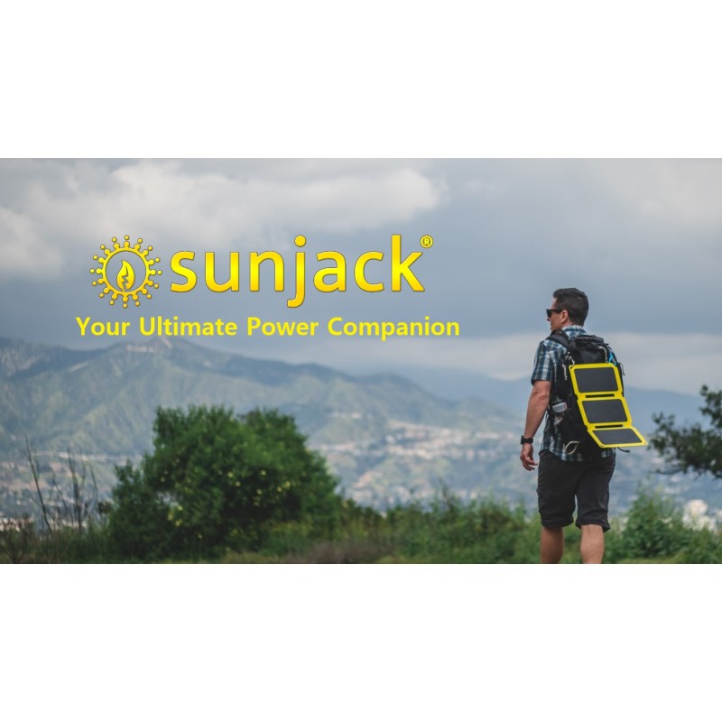 SunJack 25W 접이식 IP67 방수 ETFE 단결정 태양광 패널 + 배낭 여행, 캠핑, 하이킹을 위한 휴대폰, 태블릿 및 휴대용 USB-A 및 USB-C가 포함된 2X 10000mAh 보조베터리