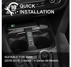 2016 2017 2018 3 시리즈 4 시리즈 모든 모델용 BMW 액세서리와 호환되는 SIGHILL 무선 차량용 충전기. Qi 15W MAX, 18W PD 및 12W QC3.0(도크 M4CS)이 포함된 2포트 유형 C