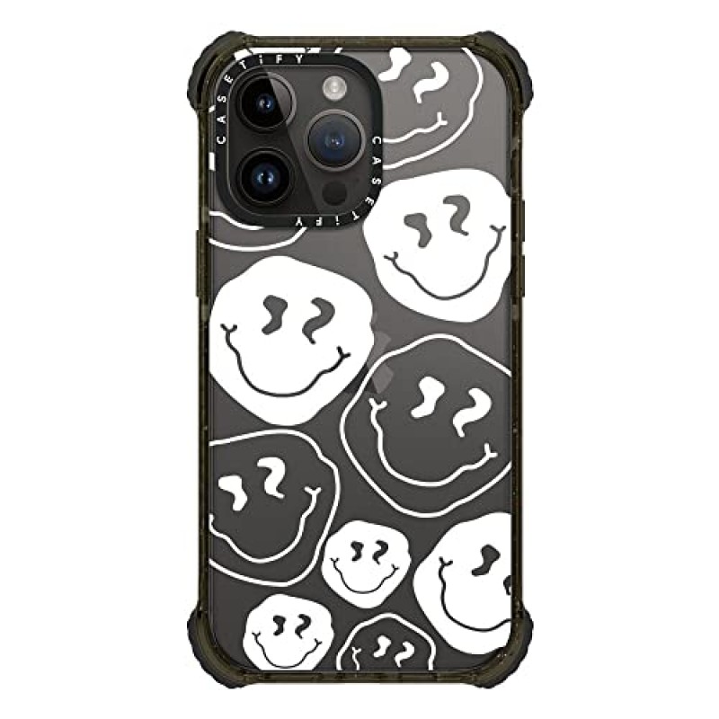 CASETiFY 울트라 임팩트 아이폰 14 Pro Max 케이스 [5X 군용 등급 낙하 테스트 완료 / 11.5ft 낙하 방지] -, 흰색 잉크. - 글로시 블랙