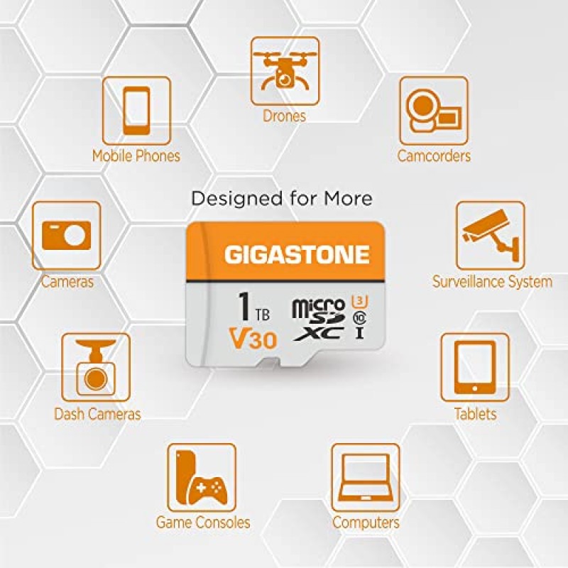 Gigastone 1TB 마이크로 SD 카드, 4K 비디오 프로, GoPro, 감시, 보안 카메라, 액션 카메라, 드론, 140MB/s MicoSDXC 메모리 카드 UHS-I V30 클래스 10