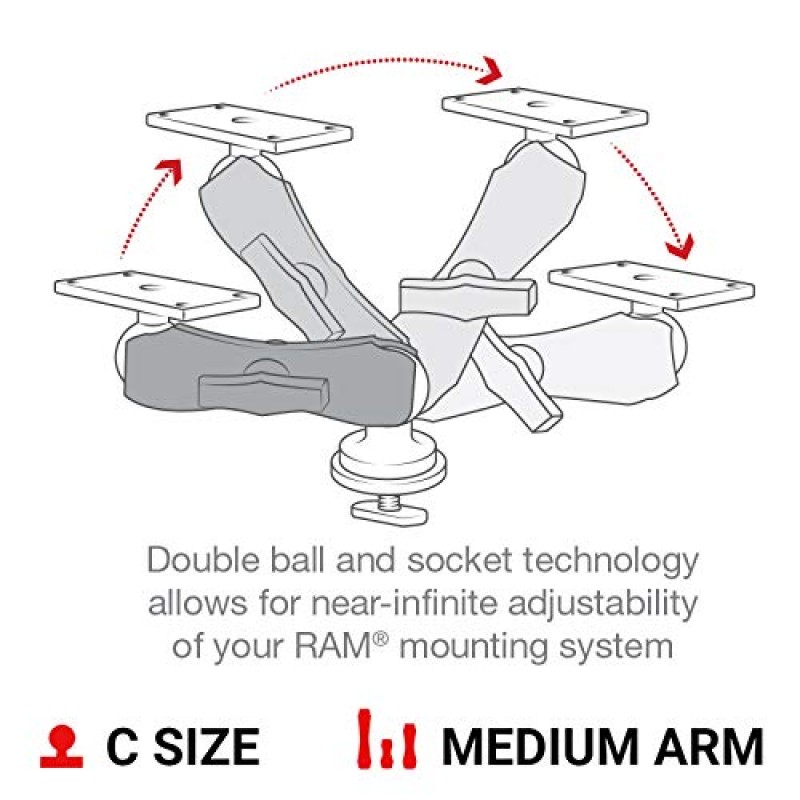 RAM 마운트 Humminbird Helix 7용 트랙 볼 마운트 RAM 터프 트랙 시스템과 호환되는 미디엄 암이 있는 RAM-202-24-354-TRA1U