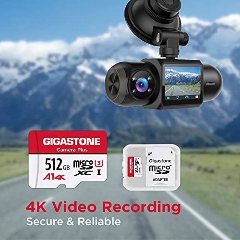 Gigastone 512GB 마이크로 SD 카드, 카메라 플러스, GoPro, 액션 카메라, 스포츠 카메라, 스마트폰용 A1 Run 앱, Nintendo 스위치 호환, 100MB/s, 4K 비디오 녹화, 마이크로 SDXC UHS-I A1 U3 클래스 10