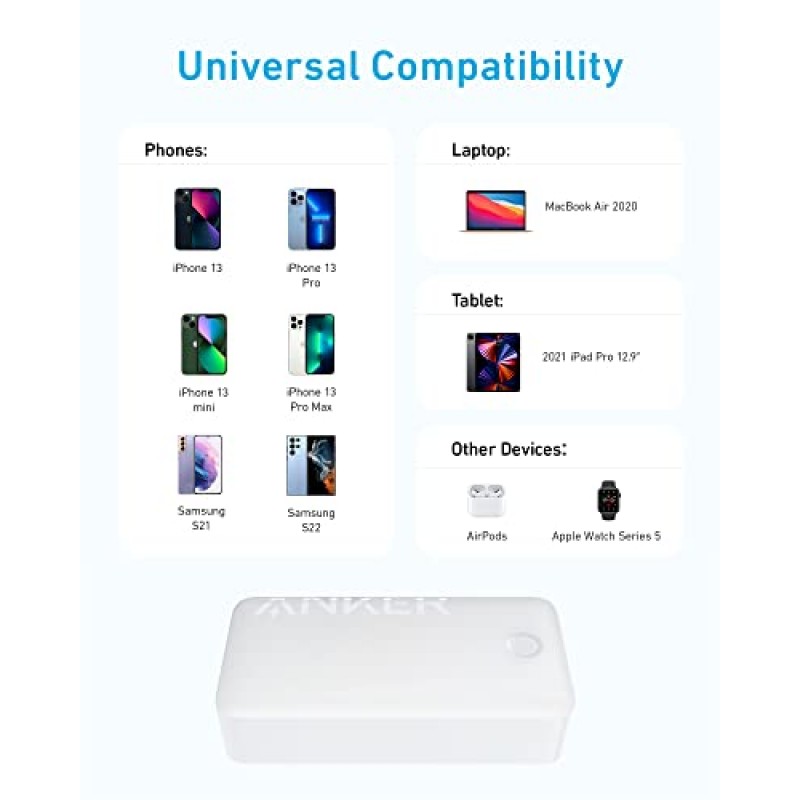 Anker 휴대용 충전기, 보조베터리, USB-C 고속 충전 기능이 있는 40K 30W 배터리 팩, MacBook, iPhone iPhone 15/15 Plus/15 Pro/15 Pro Max, iPhone14/13/12 시리즈, Samsung Galaxy, iPad 및 더