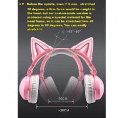 Axent Wear New Edition 무선 고양이귀 헤드폰(12가지 색상 변경) 3.5mm 잭, Bluetooth 및 유선 연결(핑크)