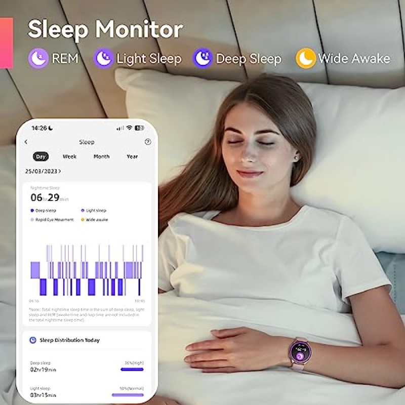 여성용 Woneligo 스마트 시계(응답/전화 걸기), 24시간 혈액 산소/심박수/수면 모니터, 100개 이상의 스포츠 모드, Android 및 iOS용 IP68 방수 스마트워치, 핑크를 갖춘 1.45인치 스크린 피트니스 트래커
