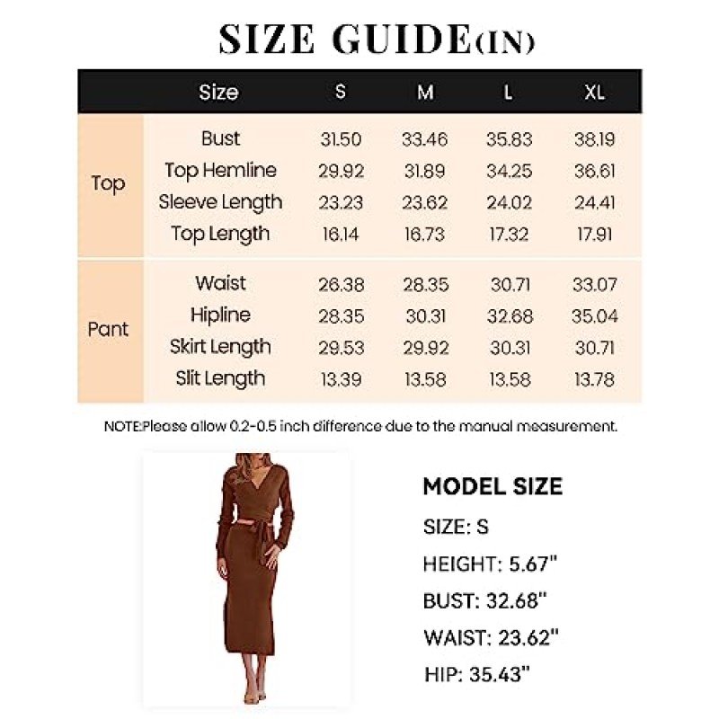 PRETTYGARDEN 여성 가을 ​​2 피스 의상 스웨터 긴 소매 랩 V 넥 벨트 백 레스 탑 Bodycon 슬릿 미디 스커트 세트
