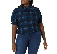 Amazon Essentials 여성용 플루이드 트윌 짧은 퍼프 슬리브 작업복 디테일 셔츠