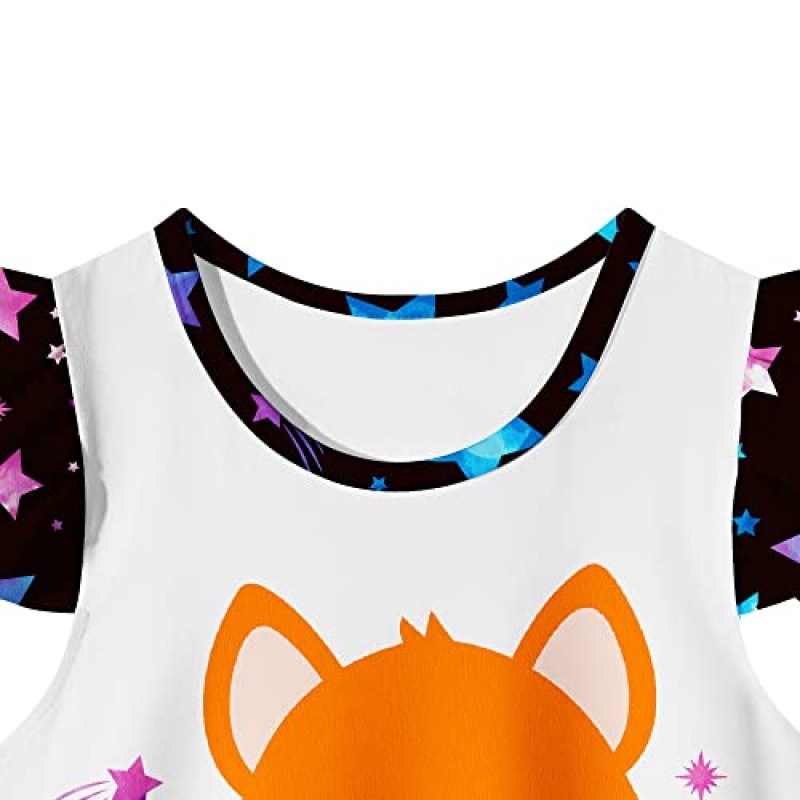 LQSZ 2Pcs 소녀 잠옷 3-10 년 플러터 반팔 드레스 Nightdress Sleepwear 소녀를위한 잠옷 잠옷