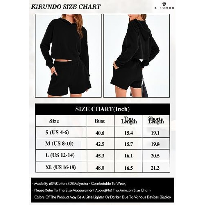 KIRUNDO 여성용 투피스 복장 라운지 세트 Y2k 자르기 까마귀 니트 탑과 반바지 세트 Sweatsuit Tracksuit 가을 옷