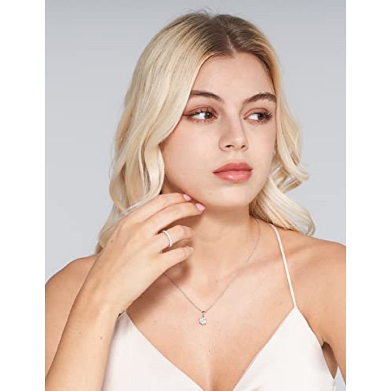 IMOLOVE Moissanite 웨딩 밴드, 여성용 결혼 반지, 0.3ct D 컬러 VVS1 연구소 제작 다이아몬드 스털링 실버 반지 하프 영원 쌓을 수 있는 약혼 반지 기념일 밴드 사이즈 3-13
