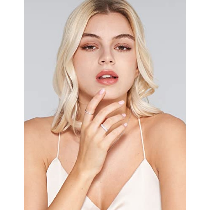 IMOLOVE Moissanite 웨딩 밴드, 여성용 결혼 반지, 0.3ct D 컬러 VVS1 연구소 제작 다이아몬드 스털링 실버 반지 하프 영원 쌓을 수 있는 약혼 반지 기념일 밴드 사이즈 3-13