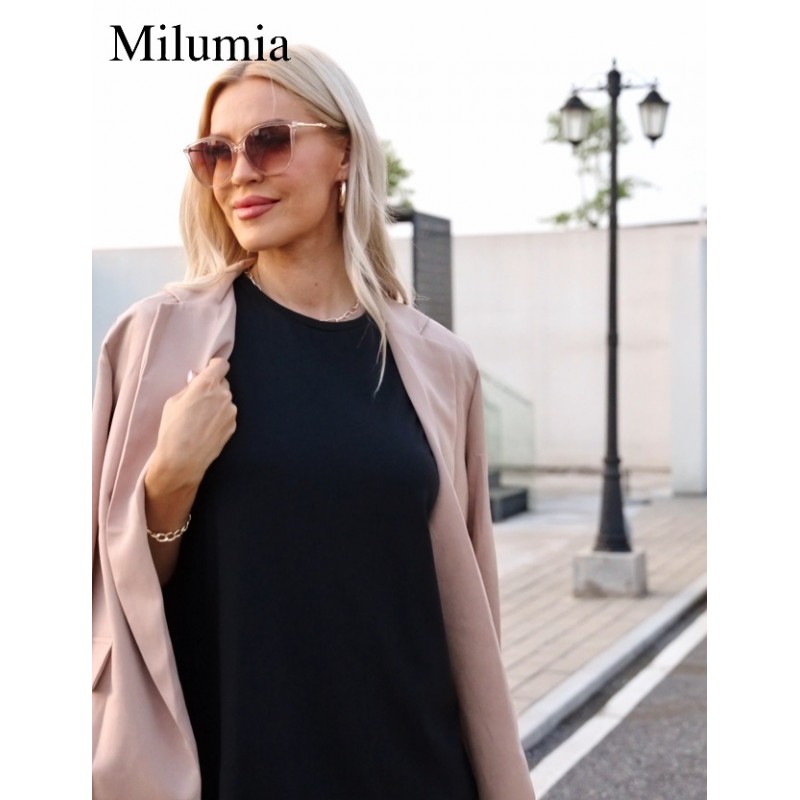 Milumia 여성 캐주얼 티 셔츠 드레스 반소매 크루넥 스트레이트 짧은 드레스