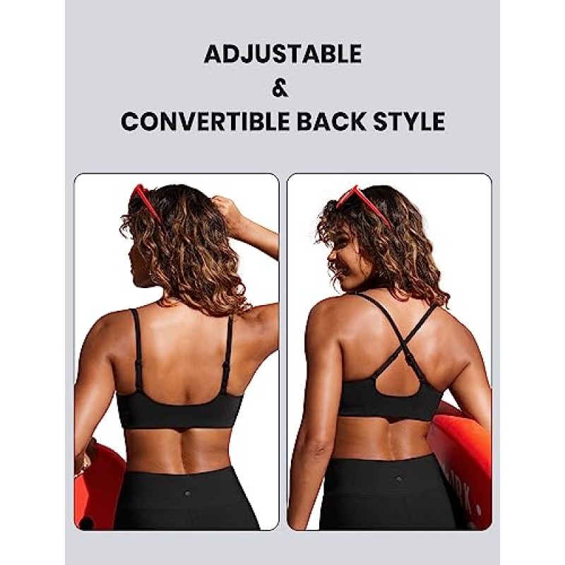 CRZ YOGA Womens Scoop Neck 비키니 탑 D-DD 조절 가능한 스파게티 스트랩 수영복 패딩 수영복 스포츠 브라